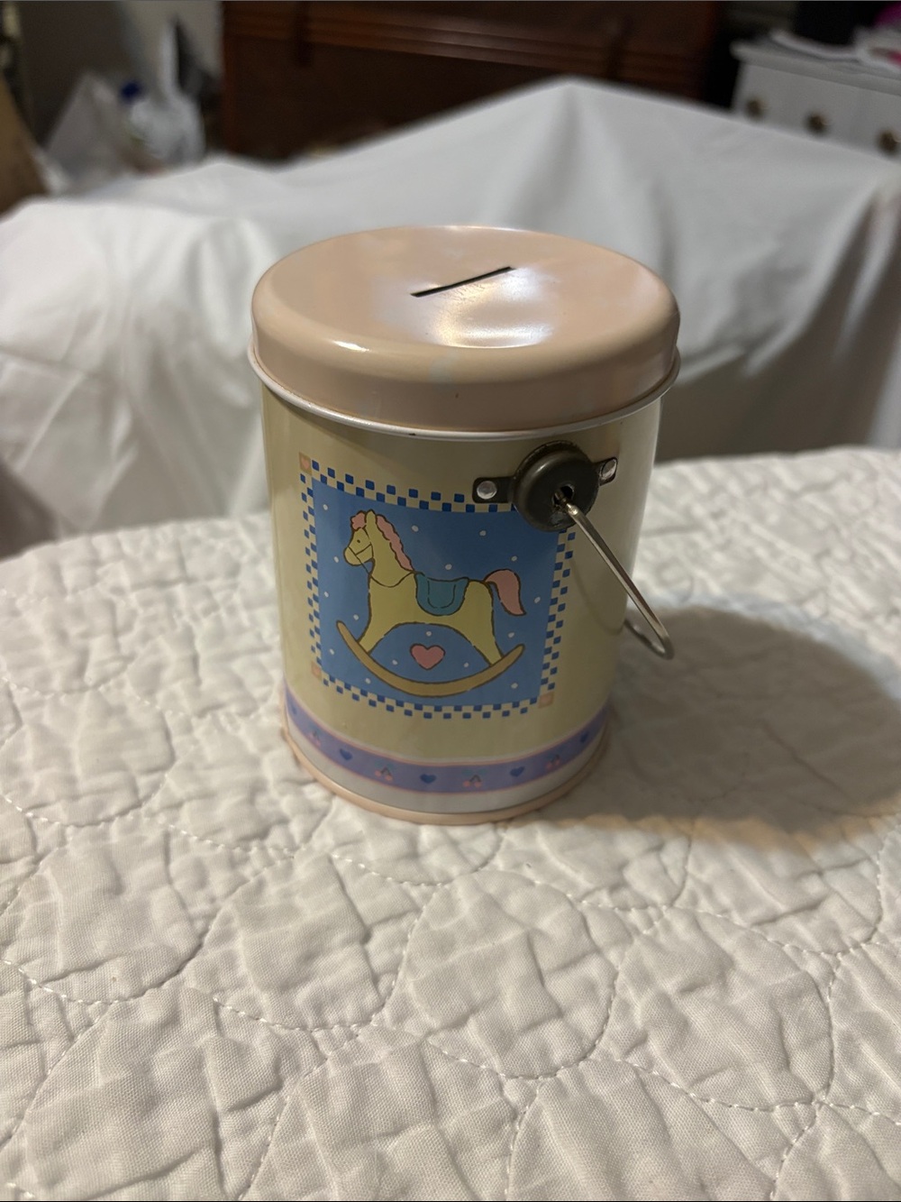 Pastel Horse, Duck & Bear Tin Bank - pastel colors - Nursery Decor